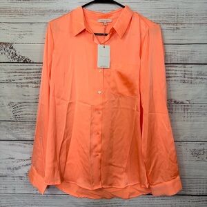 Skies Are Blue button down long‎ sleeve size medium silky Blouse nwt